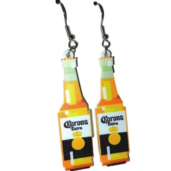 Funny beer bottle acrylic earrings - Picture 1 of 9